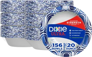 Dixie Ultra, Large Paper Bowls, 20 Oz, 26 Count (Pack of 6), Microwave Safe, Compostable, Disposable Bowls Great For Breakfast, Lunch, And Dinner Meals
