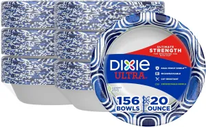 Dixie Ultra, Large Paper Bowls, 20 Oz, 26 Count (Pack of 6), Microwave Safe, Compostable, Disposable Bowls Great For Breakfast, Lunch, And Dinner Meals