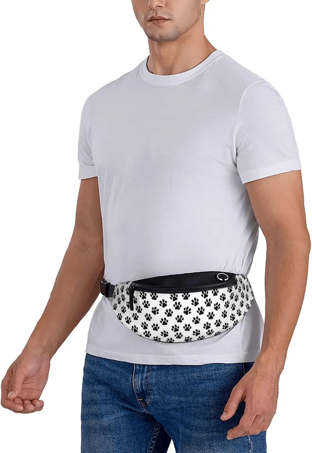 Dog Paw Print Fanny Pack for Women Men,Fashion Waist Pack Belt Bag Crossbody Bag for Traveling Casual Running Cycling