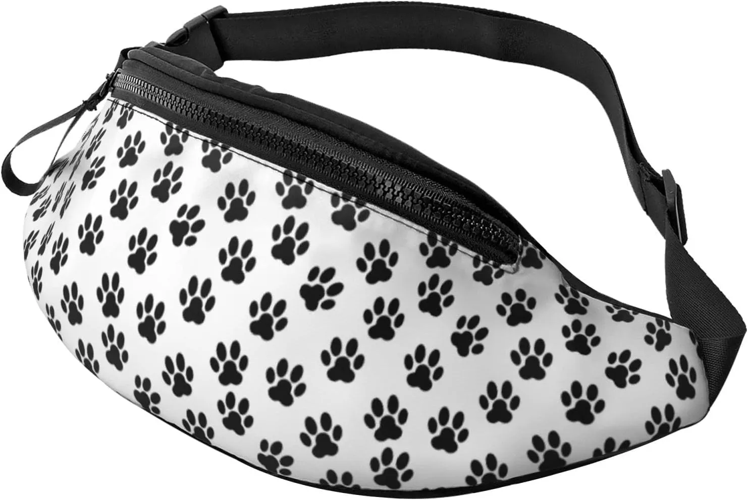 Dog Paw Print Fanny Pack for Women Men,Fashion Waist Pack Belt Bag Crossbody Bag for Traveling Casual Running Cycling