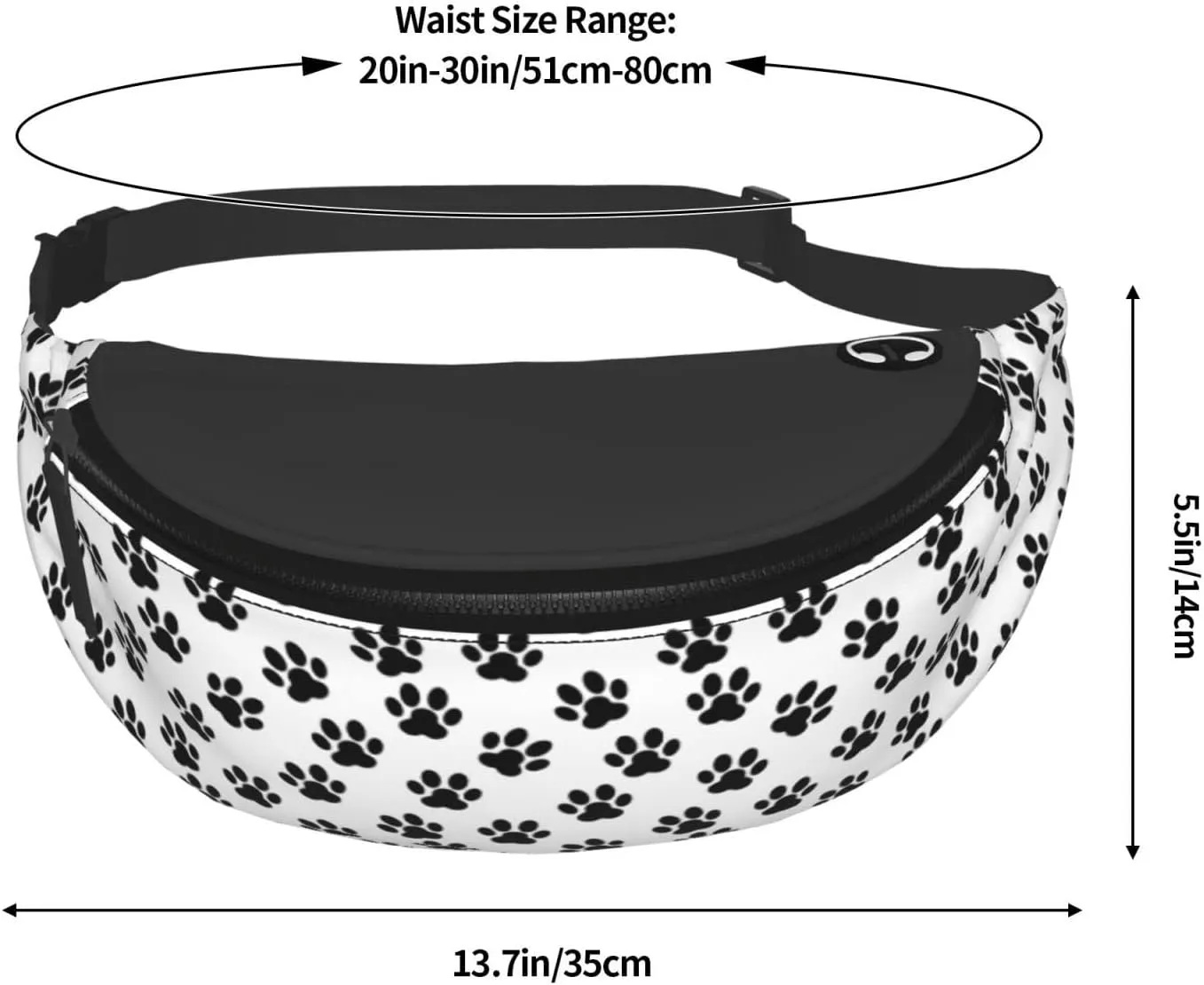 Dog Paw Print Fanny Pack for Women Men,Fashion Waist Pack Belt Bag Crossbody Bag for Traveling Casual Running Cycling