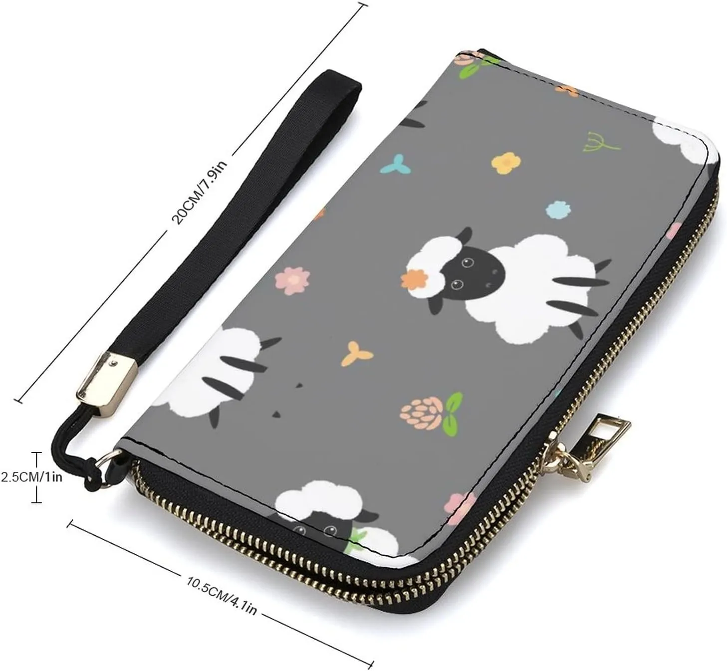 Donnapink Long Clutch Wallet, Long Handbag with Wristlet Strap, PU Leather Zip Purse