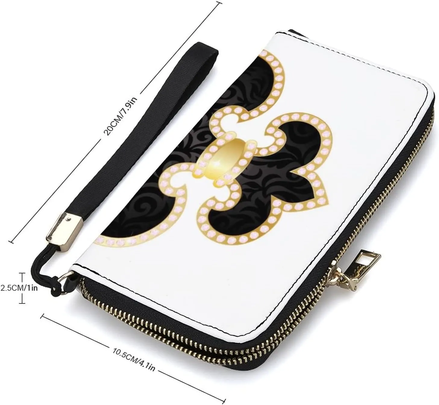 Donnapink Long Clutch Wallet, Long Handbag with Wristlet Strap, PU Leather Zip Purse