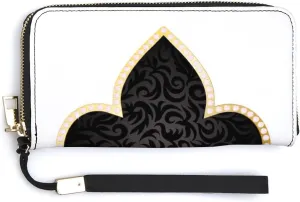 Donnapink Long Clutch Wallet, Long Handbag with Wristlet Strap, PU Leather Zip Purse