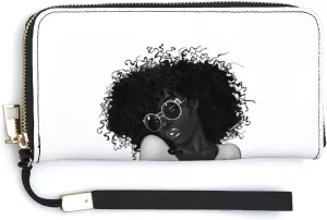 Donnapink Long Clutch Wallet, Long Handbag with Wristlet Strap, PU Leather Zip Purse