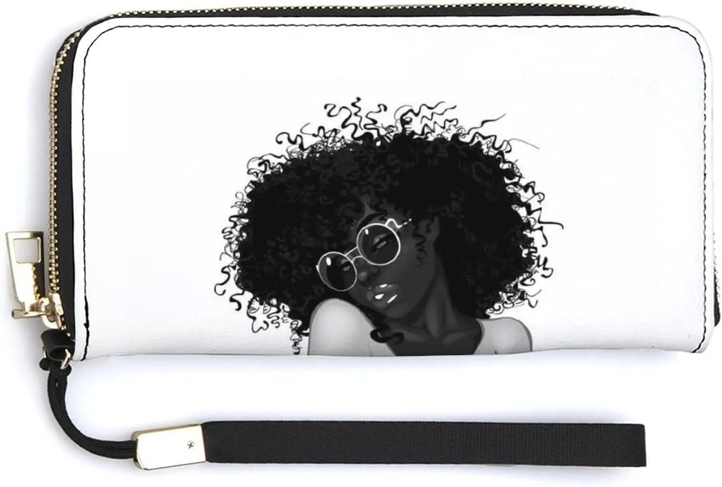 Donnapink Long Clutch Wallet, Long Handbag with Wristlet Strap, PU Leather Zip Purse