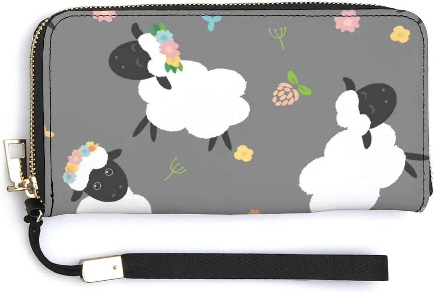 Donnapink Long Clutch Wallet, Long Handbag with Wristlet Strap, PU Leather Zip Purse