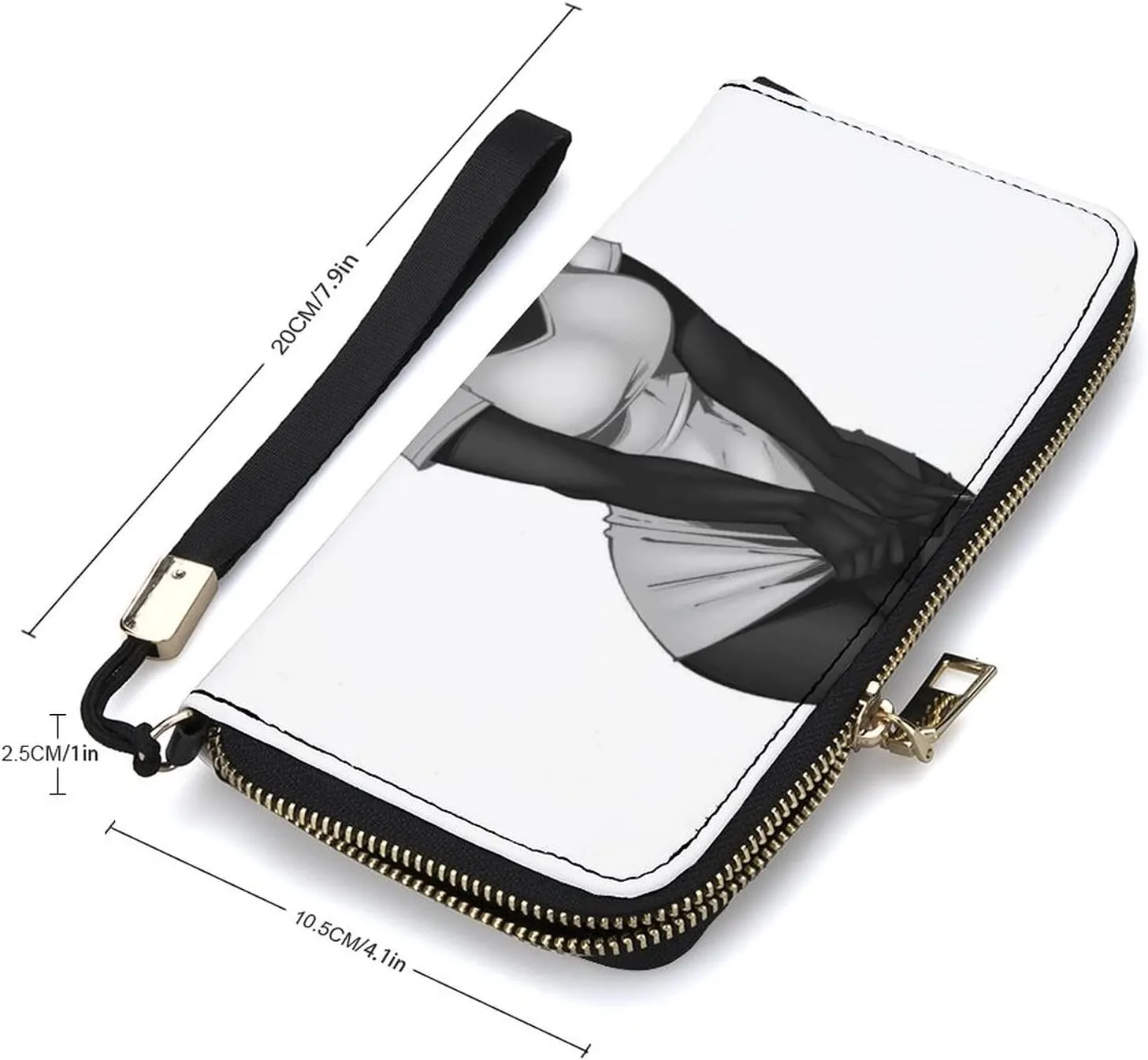 Donnapink Long Clutch Wallet, Long Handbag with Wristlet Strap, PU Leather Zip Purse