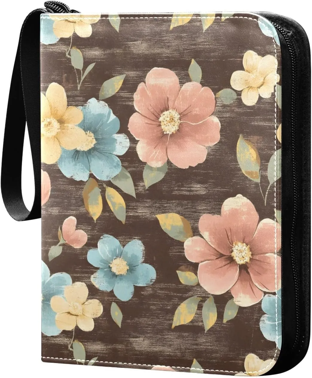 Doodle Colorful Flower Pattern Card Holder, Card Holder Album with 400 Card Slots in 50 Pages for Display, Storage, Portability