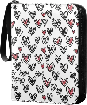 Doodle Colorful Heart Pattern Card Holder, Card Holder Album with 400 Card Slots in 50 Pages for Display, Storage, Portability