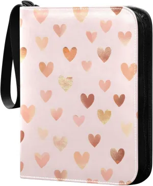 Doodle Colorful Heart Pattern Card Holder, Card Holder Album with 400 Card Slots in 50 Pages for Display, Storage, Portability