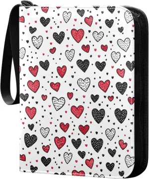 Doodle Colorful Heart Pattern Card Holder, Card Holder Album with 400 Card Slots in 50 Pages for Display, Storage, Portability