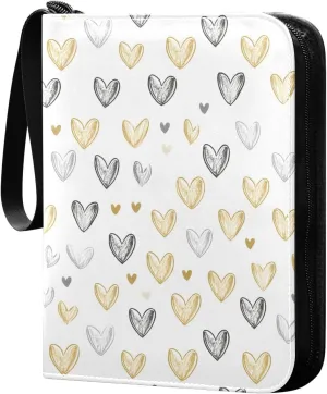 Doodle Colorful Heart Pattern Card Holder, Card Holder Album with 400 Card Slots in 50 Pages for Display, Storage, Portability