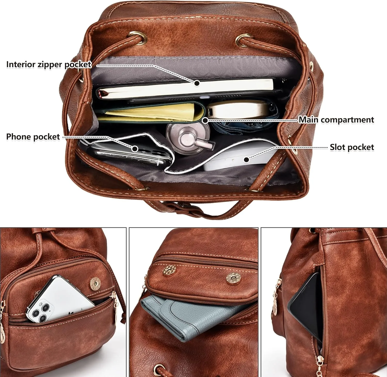 Dora & Liz Mini Backpack Purse for Women Leather Fashion Cute Small Backpacks Lightweight Travel Ladies Shoulder Bags