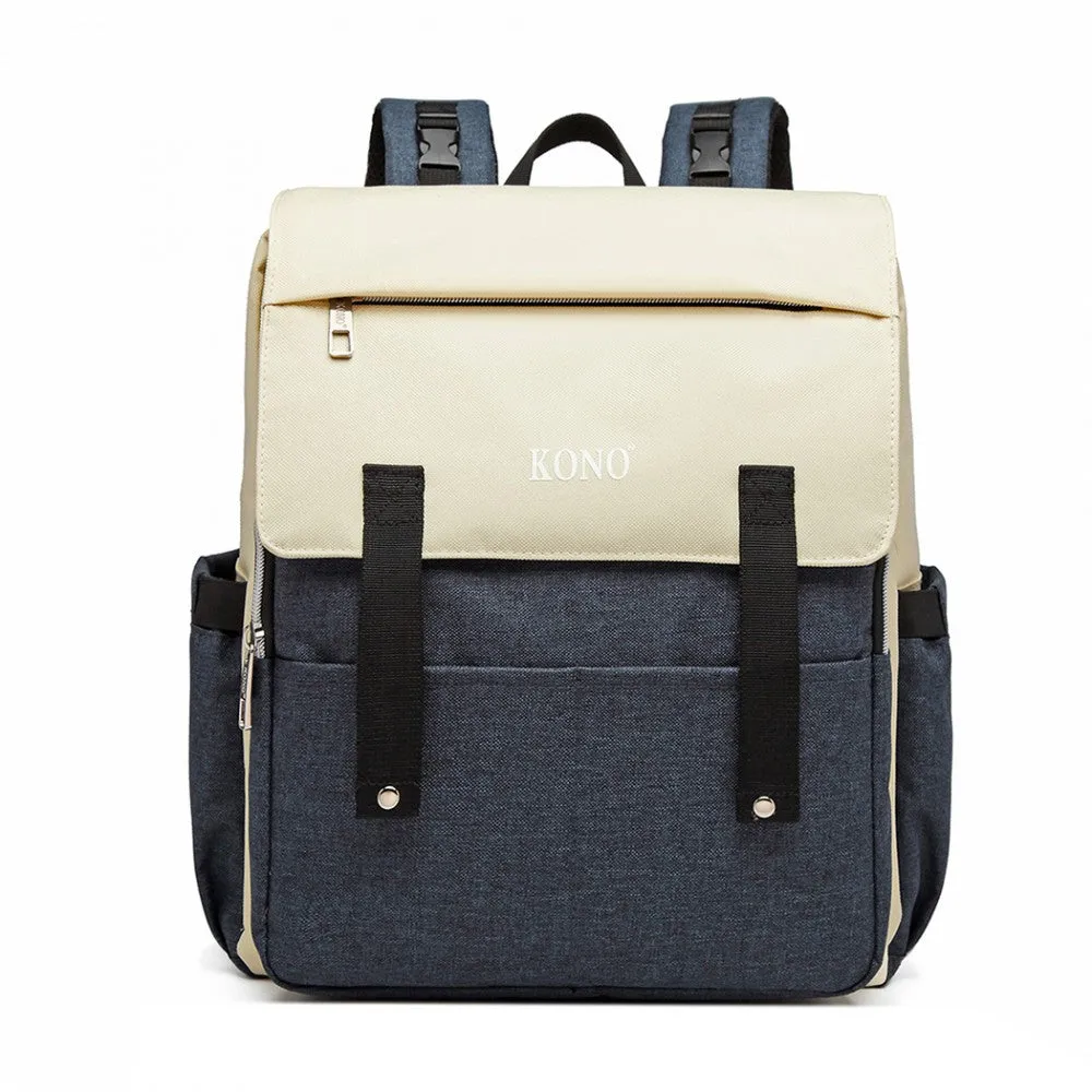 E1970 - Kono Multi Compartment Baby Changing Backpack With Usb Connectivity - Black