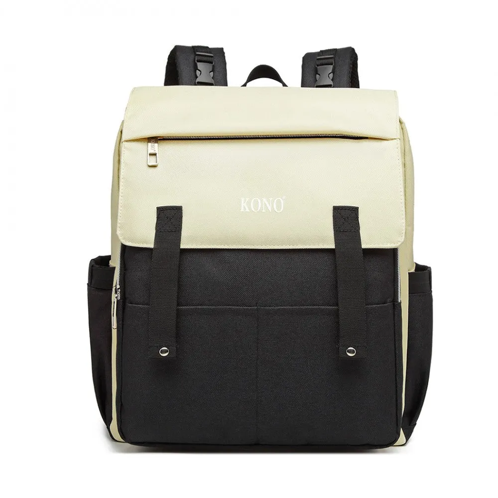 E1970 - Kono Multi Compartment Baby Changing Backpack With Usb Connectivity - Black