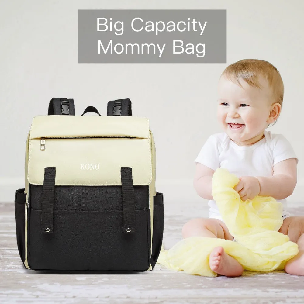 E1970 - Kono Multi Compartment Baby Changing Backpack With Usb Connectivity - Black