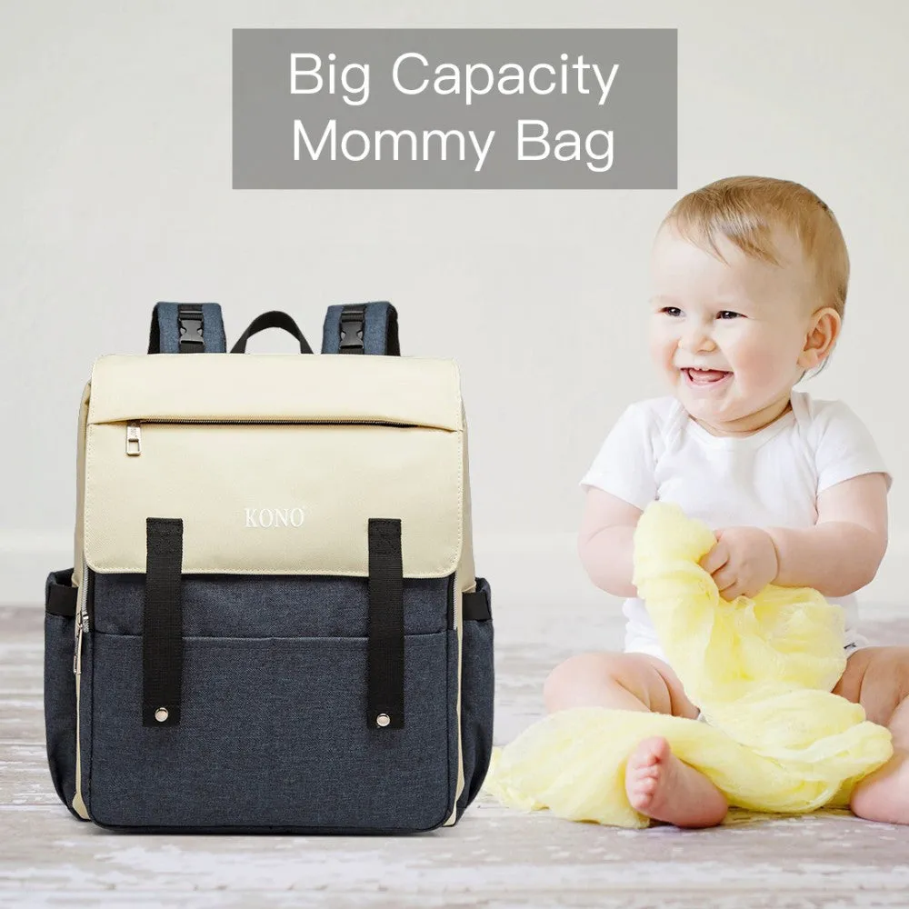 E1970 - Kono Multi Compartment Baby Changing Backpack With Usb Connectivity - Black