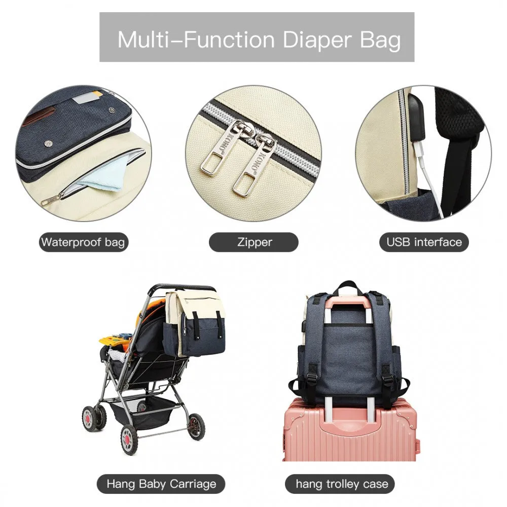 E1970 - Kono Multi Compartment Baby Changing Backpack With Usb Connectivity - Black