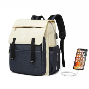 E1970 - Kono Multi Compartment Baby Changing Backpack With Usb Connectivity - Black