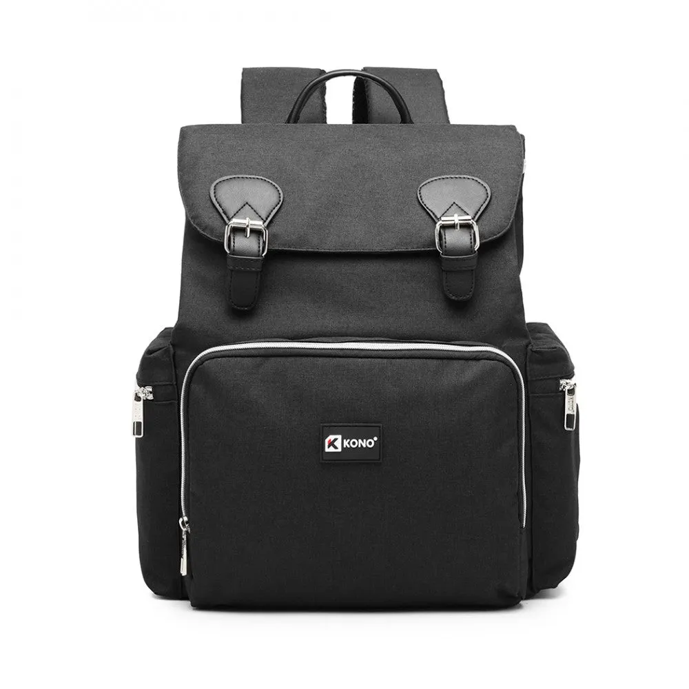 E1976 - Kono Travel Baby Changing Backpack With Usb Charging Interface - Black
