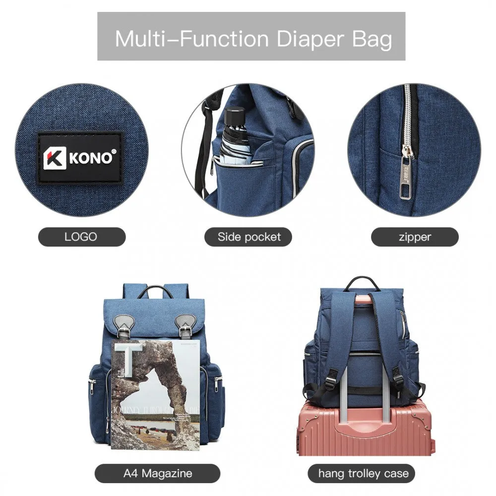 E1976 - Kono Travel Baby Changing Backpack With Usb Charging Interface - Black