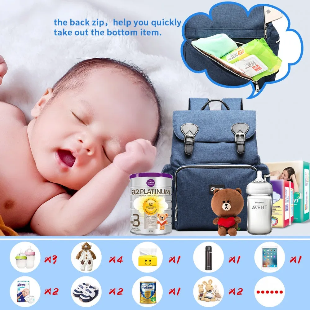 E1976 - Kono Travel Baby Changing Backpack With Usb Charging Interface - Black