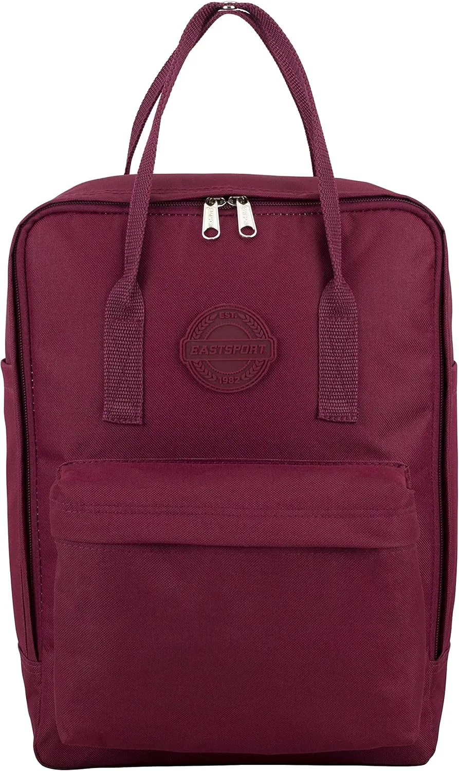 Eastsport Double Handle Convertible Mid Size Tote Travel Purse Handbag Casual Daypack Water Resistant Backpack Bag, Burgundy