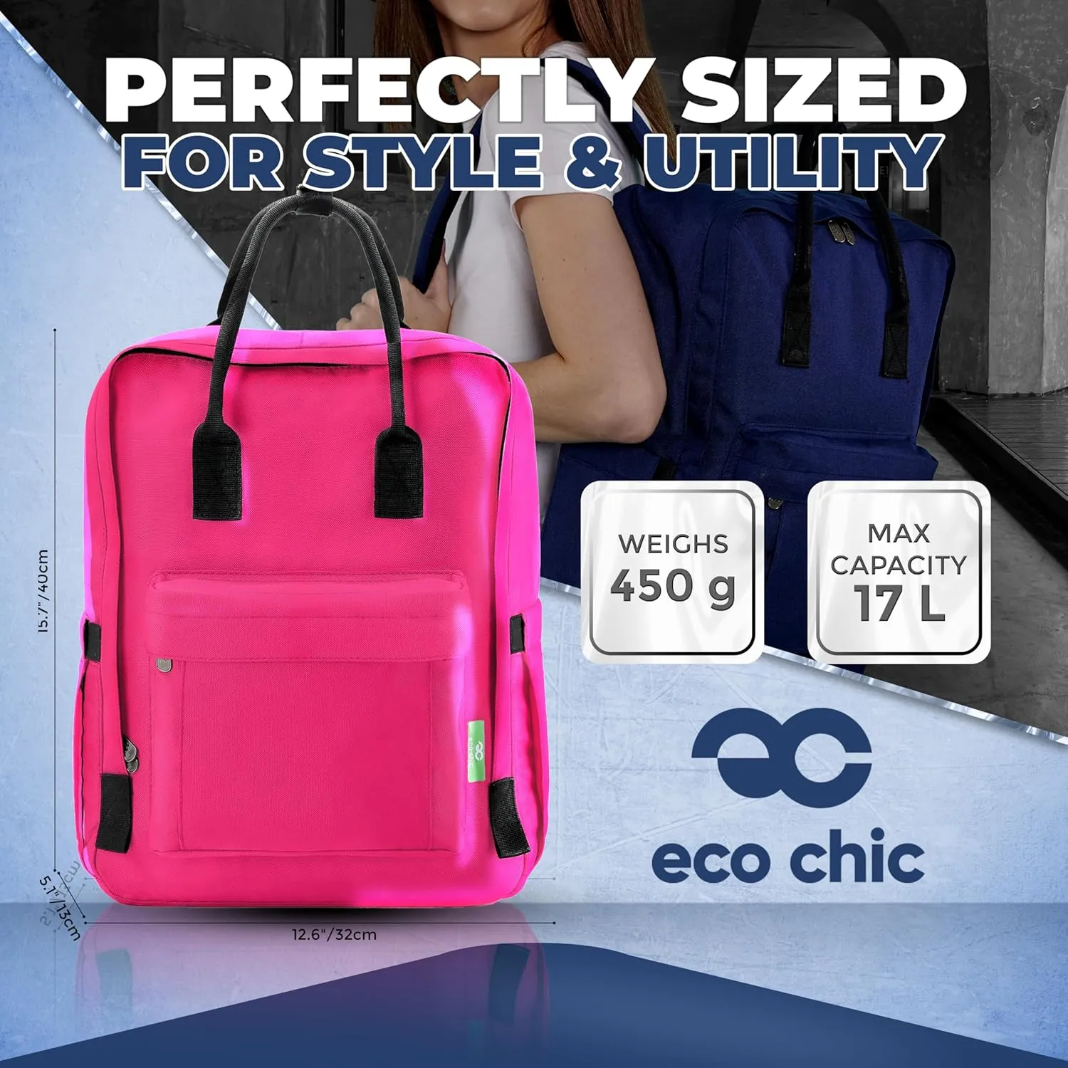 ECO CHIC Waterproof Recycled Canvas Twin-Handle Backpack – Sustainable Laptop Backpack
