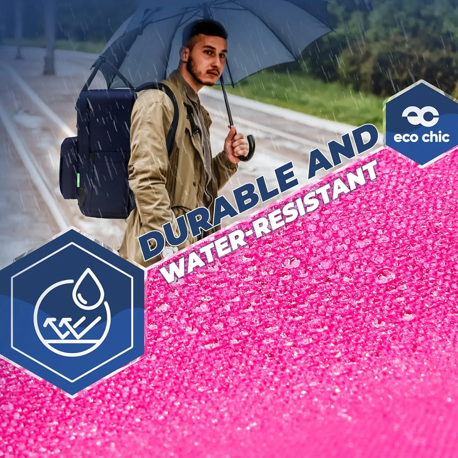 ECO CHIC Waterproof Recycled Canvas Twin-Handle Backpack – Sustainable Laptop Backpack