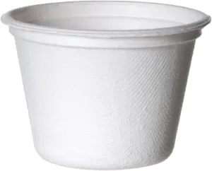 ECO PRODUCTS Compostable 4oz Molded Fiber Portion/Sample Cups, Case of 1800, Vanguard, Disposable Round Food Bowl, White, No PFAS, Lid Available, Tree-free Sugarcane, ASTM Compliant, BPI-Certified