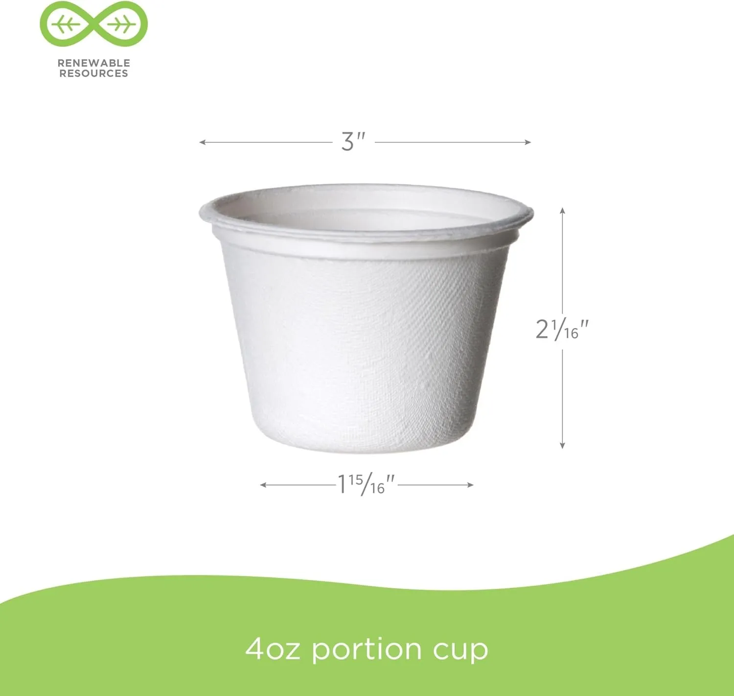 ECO PRODUCTS Compostable 4oz Molded Fiber Portion/Sample Cups, Case of 1800, Vanguard, Disposable Round Food Bowl, White, No PFAS, Lid Available, Tree-free Sugarcane, ASTM Compliant, BPI-Certified