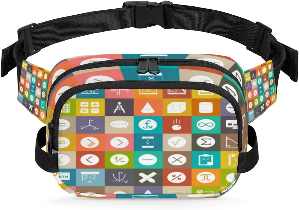 Education Mat Fanny Pack for Men Women Waterproof Belt Bag Cross Body Sling Bag with Adjustable Strap Fashion Waist Bag for Travel Running Hiking Workout Shoulder Bag