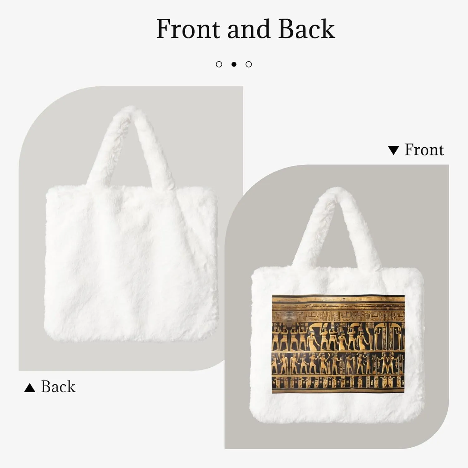 Egypts Hieroglyphics Printing Fluffy Shoulder Bag Ladies Plush Underarm Bag Tote Bag Furry Purse Handbag For Work Travel