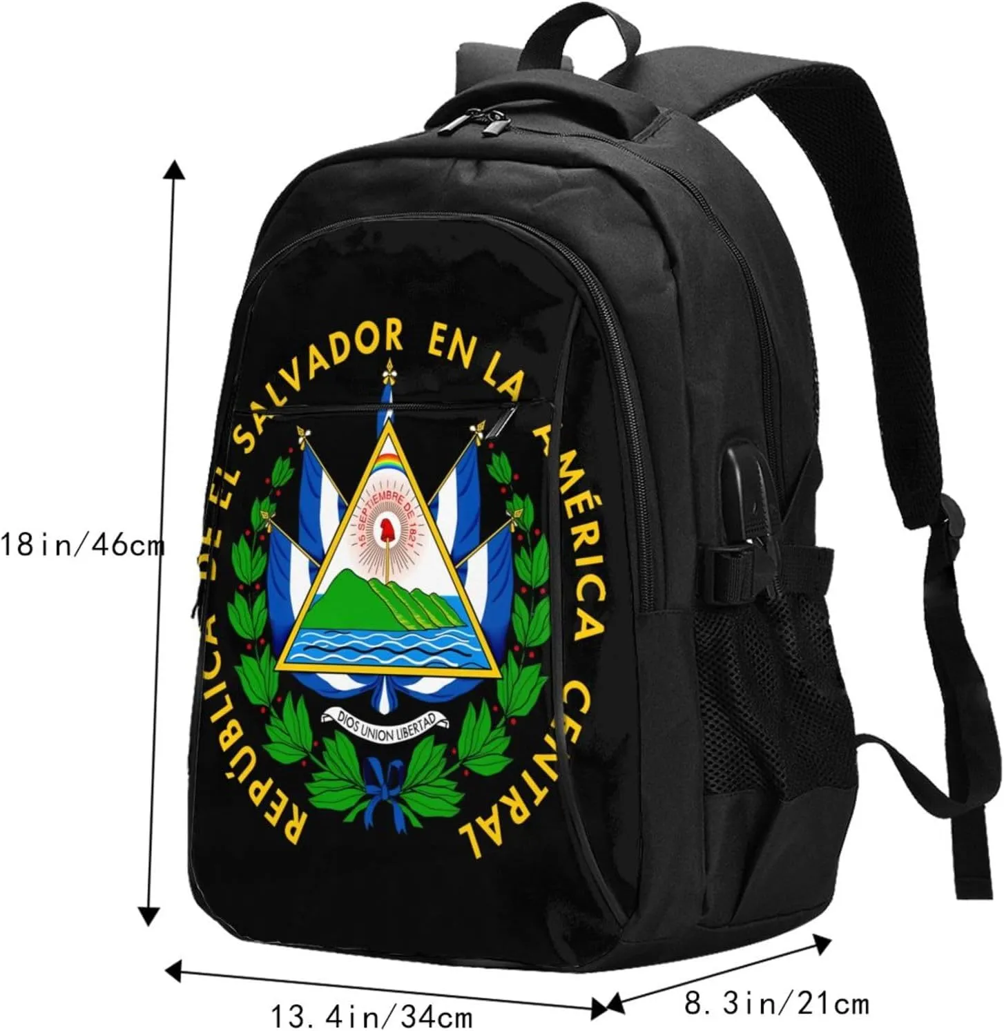 El Salvador Flag Business Laptop Backpack Travel Backpacks Outdoor Rucksack Large Bag Daypack with USB Charging Port Multi-Pocket for Hiking Camping