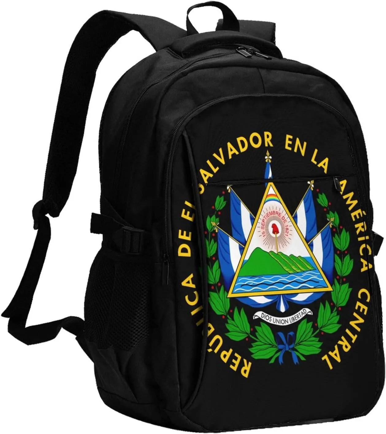 El Salvador Flag Business Laptop Backpack Travel Backpacks Outdoor Rucksack Large Bag Daypack with USB Charging Port Multi-Pocket for Hiking Camping