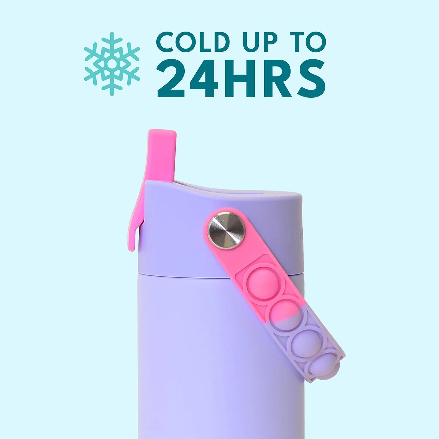 Elemental 100% Leak Proof When Spout is Closed Insulated Kids Water Bottle, Stainless Steel Bottle for School with Straw Lid & Pop-It Handle, for Travel and Sports, 18oz - Lilac Tie Dye