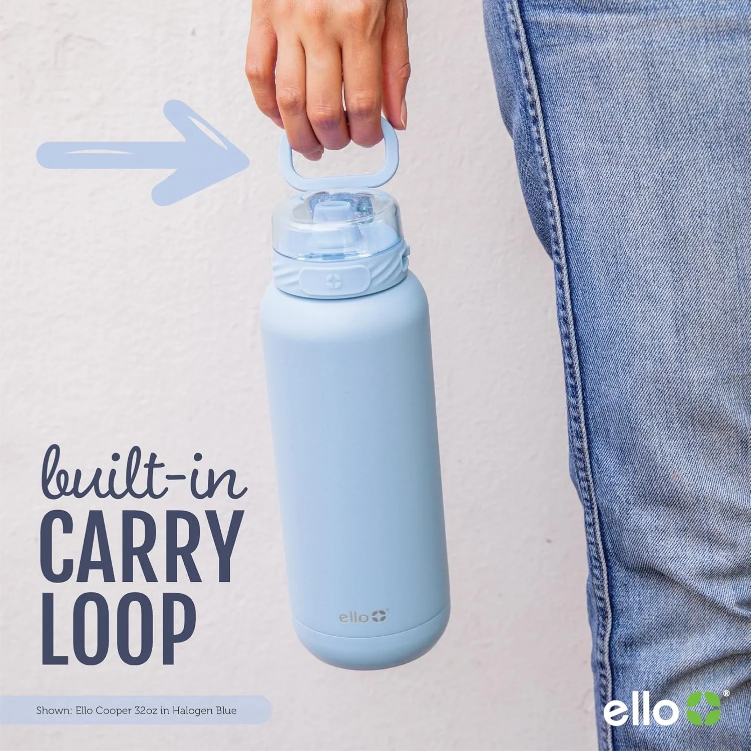 Ello Cooper 18oz Kids Stainless Steel Water Bottle with Straw and Carry Handle, Double Walled and Vacuum Insulated Metal, Leak Proof Locking Lid with Soft Silicone Spout, Reusable, BPA Free, Bubblegum