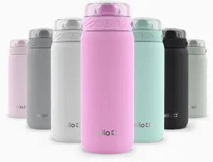 Ello Cooper 18oz Kids Stainless Steel Water Bottle with Straw and Carry Handle, Double Walled and Vacuum Insulated Metal, Leak Proof Locking Lid with Soft Silicone Spout, Reusable, BPA Free, Bubblegum
