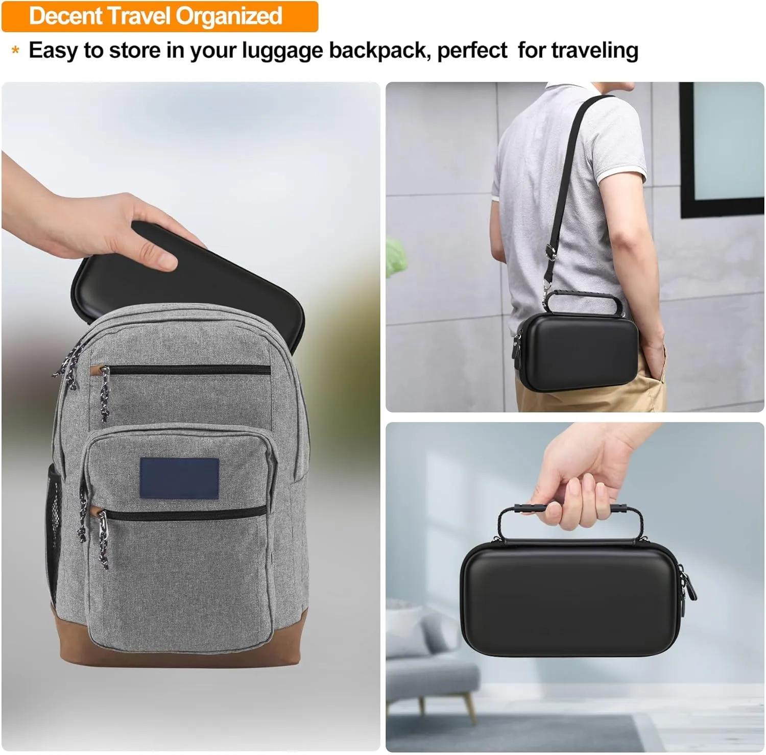 Elonbo 4K Digital Camera Carrying Case for Femivo/VETEK/IWEUKJLO/VJIANGER/WIKICO/Saneen/OIEXI 4K 48MP Vlogging Camera, Travel Compact Camera Storage Cover Bag Organizer Holder, Black