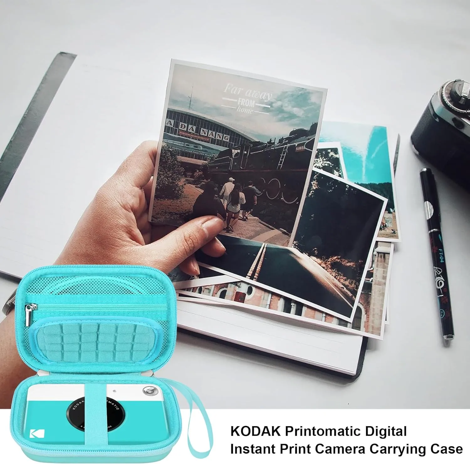 Elonbo Carrying Case for KODAK Printomatic Full-Color Instant Print Digital Camera, Portable Bluetooth Photo Printer Storage Holder Bag, ​Mesh Bag Fits Photo Paper SD Card USB Cable, Green  Green