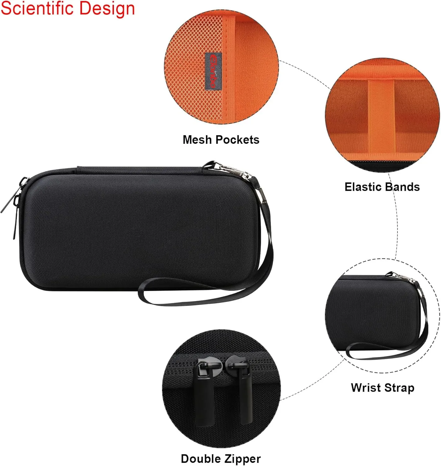 Elonbo Carrying Case ​for Marshall Emberton II/III Portable Bluetooth Speaker, Marshall Emberton 2/3 Speaker Travel Bag Storage Holder, Mesh Pocket Fits Charger, Dark Black inside Orange