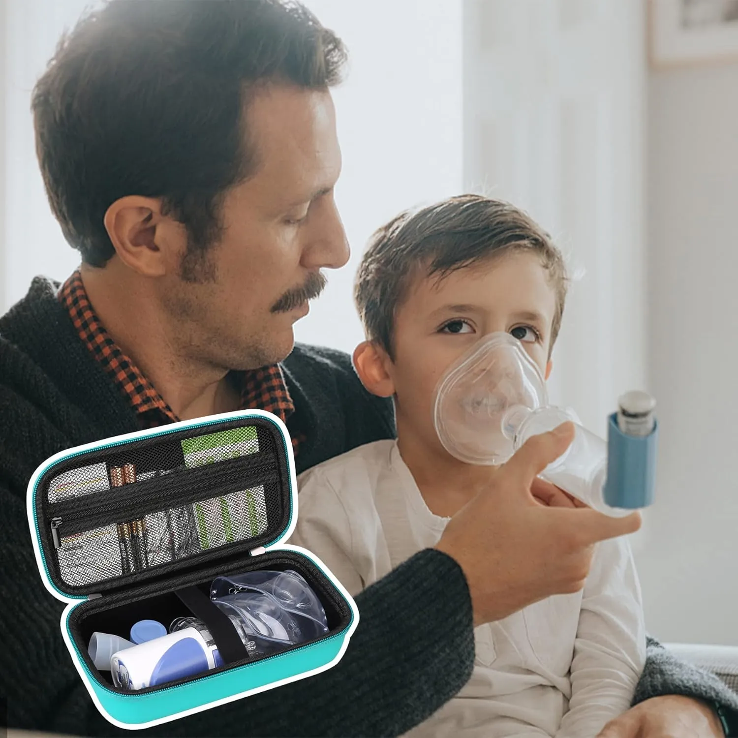 Elonbo Carrying Case for Portable Handheld Inhaler Nebulizer Machine for Adults and Kids, Asthma Inhaler Travel Case, Handheld Mesh Atomizer Machine Holder, Inhaler Spacer Bag, Green