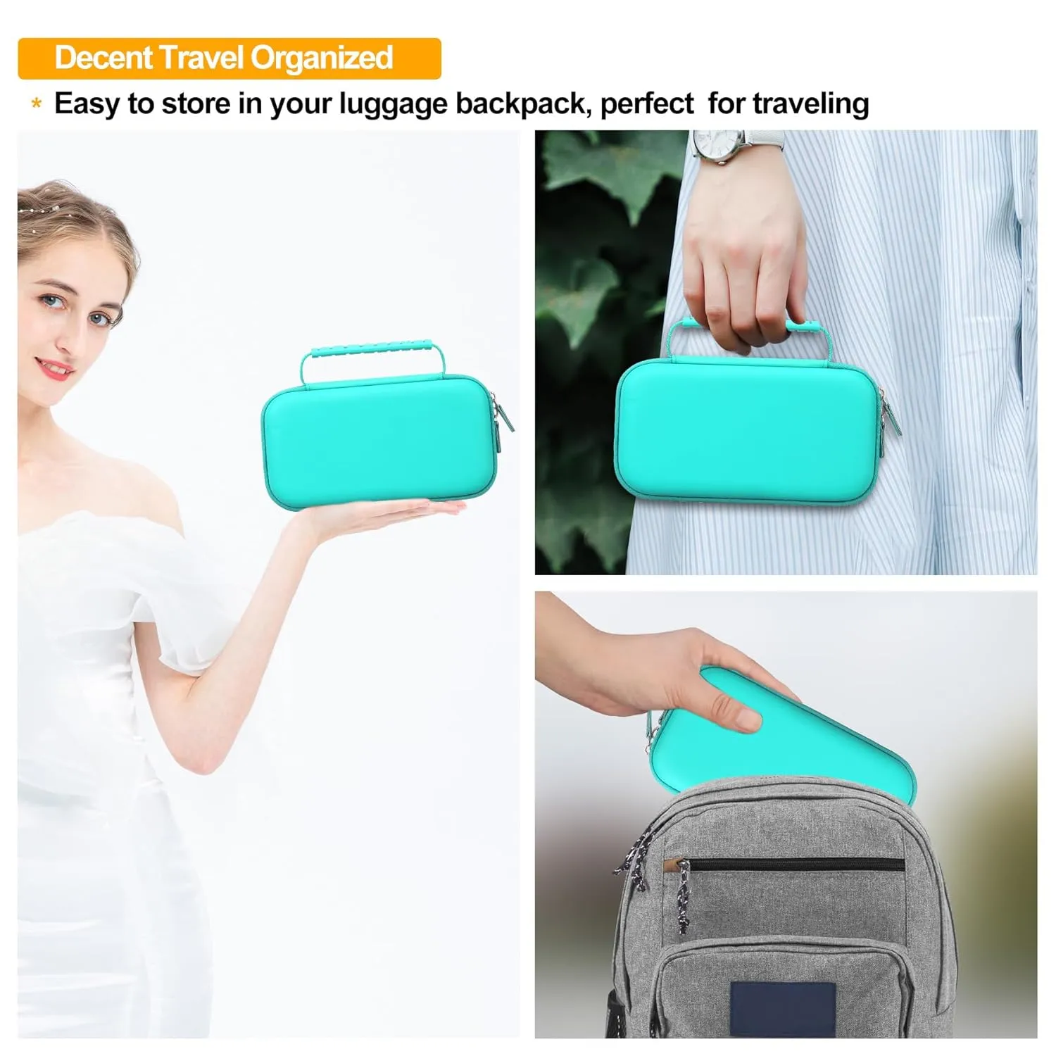 Elonbo Carrying Case for Portable Handheld Inhaler Nebulizer Machine for Adults and Kids, Asthma Inhaler Travel Case, Handheld Mesh Atomizer Machine Holder, Inhaler Spacer Bag, Green