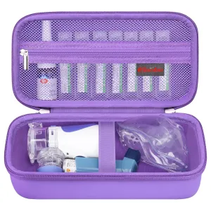 Elonbo Carrying Case for Portable Handheld Inhaler Nebulizer Machine for Adults and Kids, Asthma Inhaler Travel Case, Handheld Mesh Atomizer Machine Holder, Inhaler Spacer Bag, Purple