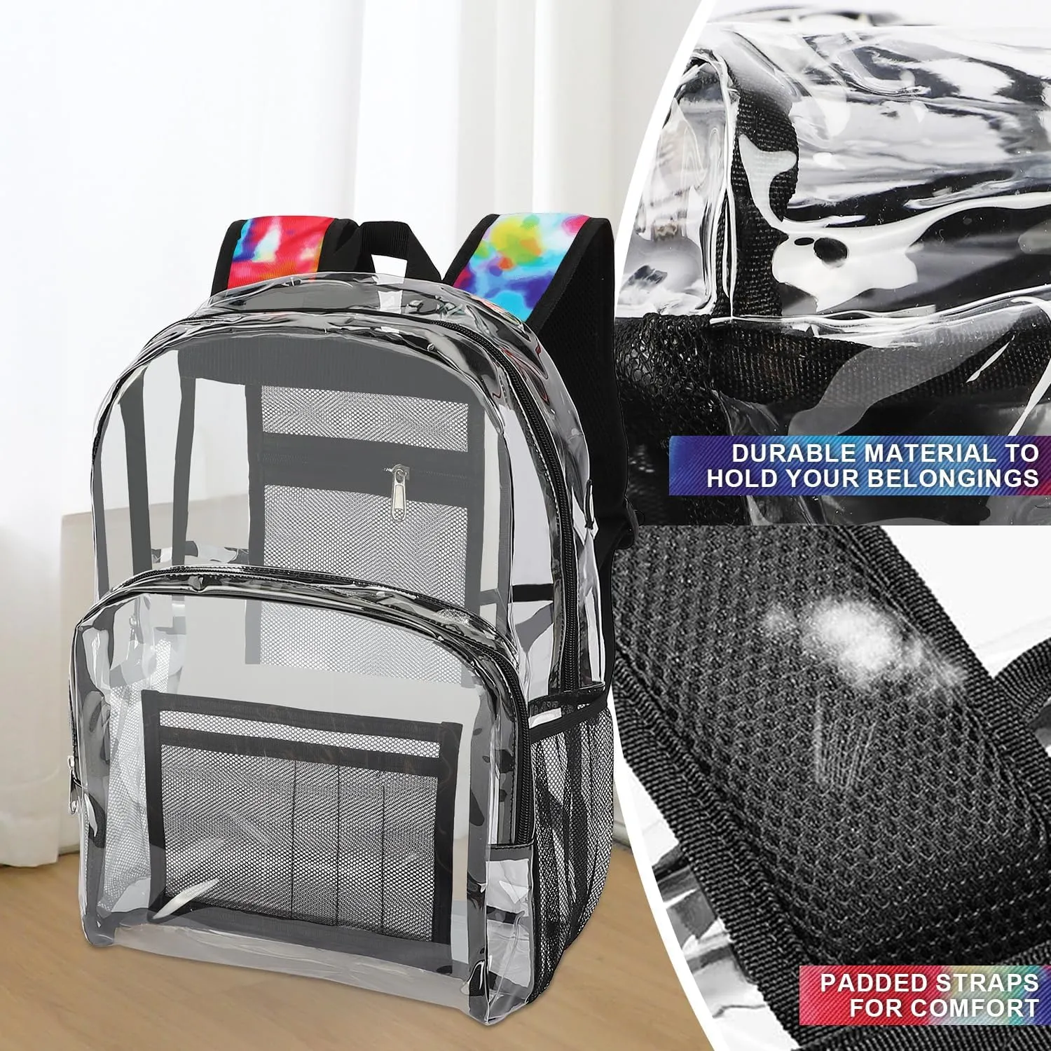 Emissary Stadium Approved Heavy Duty Clear Backpack - See Through, Transparent Plastic Bookbag for School & Concerts