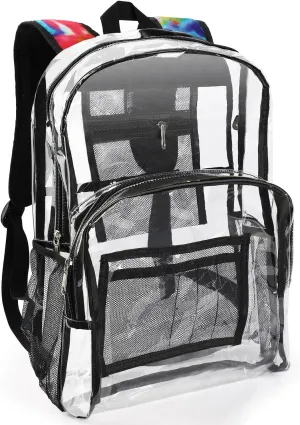 Emissary Stadium Approved Heavy Duty Clear Backpack - See Through, Transparent Plastic Bookbag for School & Concerts