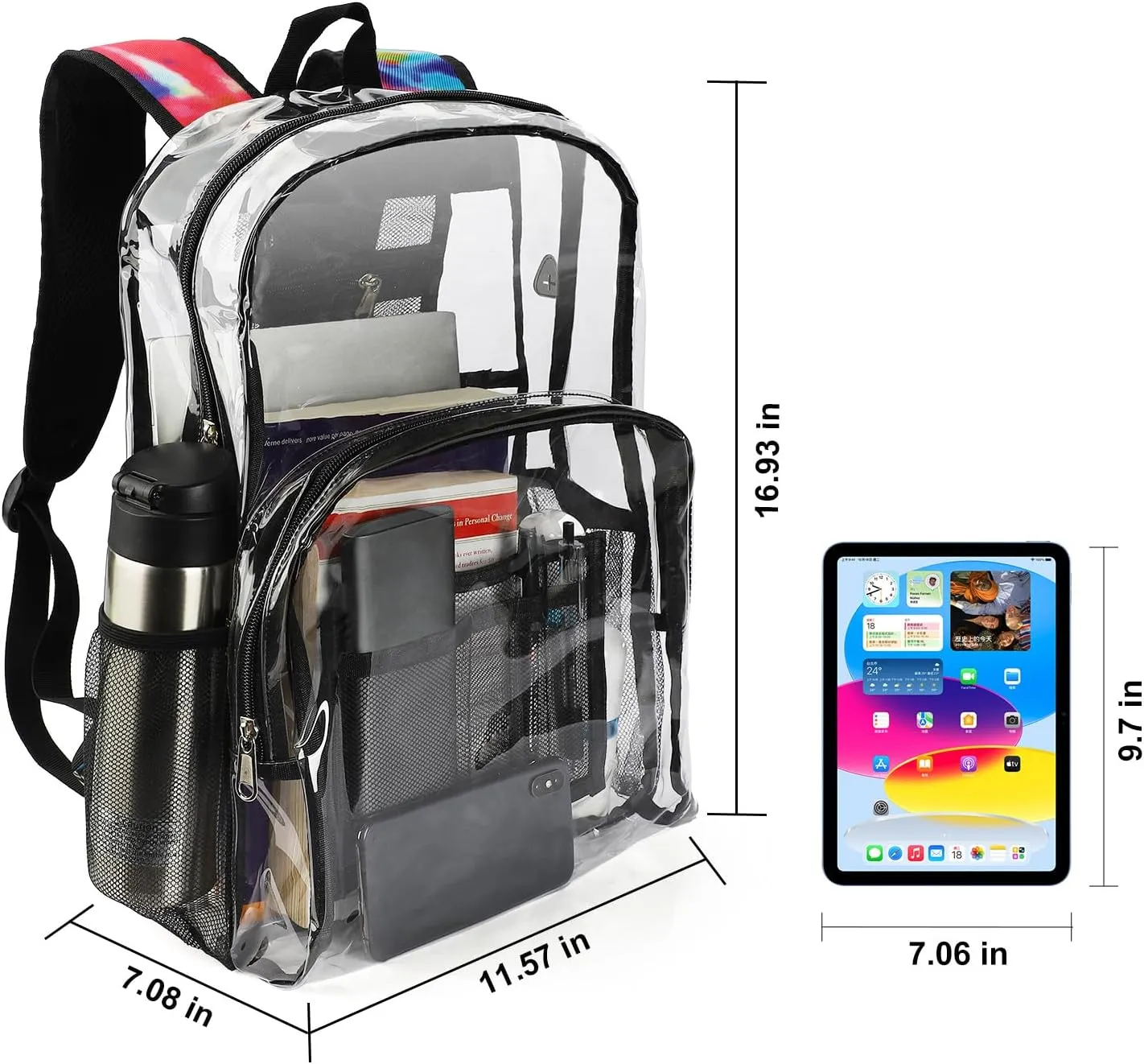 Emissary Stadium Approved Heavy Duty Clear Backpack - See Through, Transparent Plastic Bookbag for School & Concerts