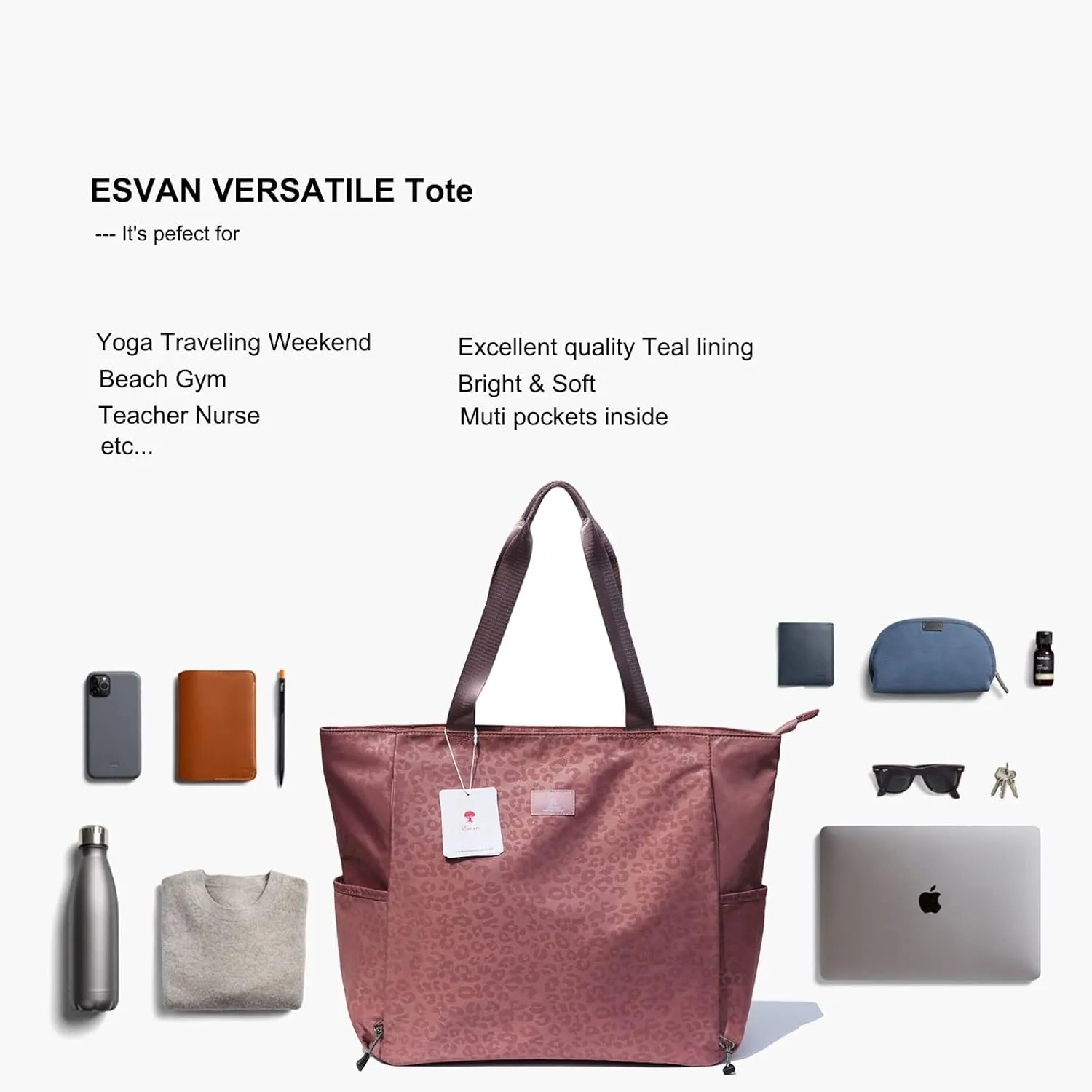 ESVAN Yoga Mat Bag Yoga Tote Carrier Shoulder Bag Carryall Tote for Office,Yoga,Pilates,Travel,Beach and Gym