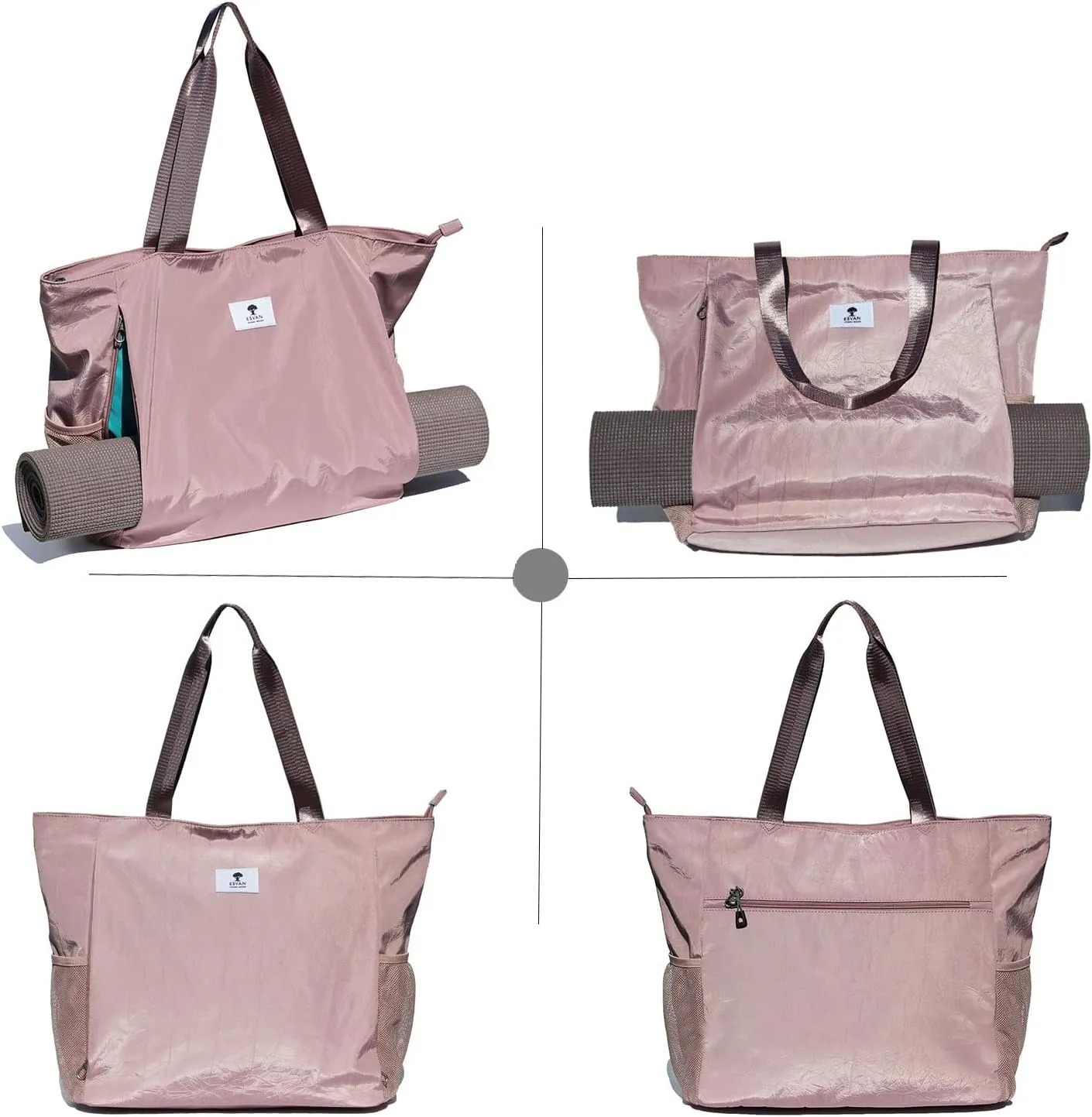ESVAN Yoga Mat Bag Yoga Tote Carrier Shoulder Bag Carryall Tote for Office,Yoga,Pilates,Travel,Beach and Gym